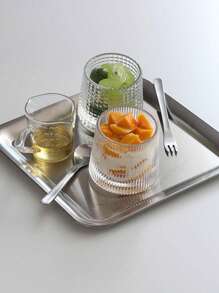 1pc/2pcs Home Simple Stainless Steel Serving Tray