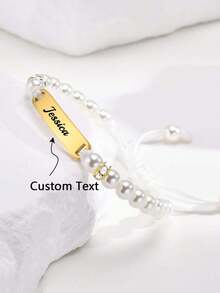 1 Stück personalisiertes Namensarmband für Mädchen, individualisiertes 18k vergoldetes Edelstahl Perlenarmband, Sommer Schmuck, Gold Schmuck, Sommer Strand Mädchen Accessoires, Klobiger Schmuck, individualisierte Baby Geschenke als zarte Geschenke für Kinder Mädchen und Jungen