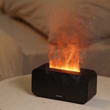 Bedside Cabinet Decor Colorful Flame Humidifier, Sleep Aid, With Timer Mode, 6 Color Variable Essential Oil Diffuser, Ultra Silent Soft Mist Aromatherapy Essential Oil Diffuser, For Home, Bedrooms, Offices - màu đen - Xem 5