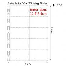 Álbum de fotos A4 transparente, 10 piezas, recarga de páginas, Protector de archivos, 4/11 agujeros, 6 * 4, 8 * 10, 4/11, carpeta de anillas, fototarjetas, tarjetas postales, cuaderno OLGX - 4 agujeros - 1 bolsillo 10 piezas - Ver 9