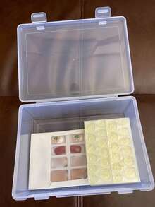 1 件套透明按扣盖收纳盒 | 小号、中号、大号 | 便携式发饰及办公用品收纳盒 | 防尘且节省空间 - 無色 - 查看 5