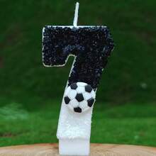 1pc Birthday Candle Number, Football Design Numeral 0-9 Candle, Romantic Party Preferred Digital Candle For Birthday Cake Decoration, Holiday Anniversary Party Cake Numeral Candle, Shiny Digit,Wedding - Black and White - View 9