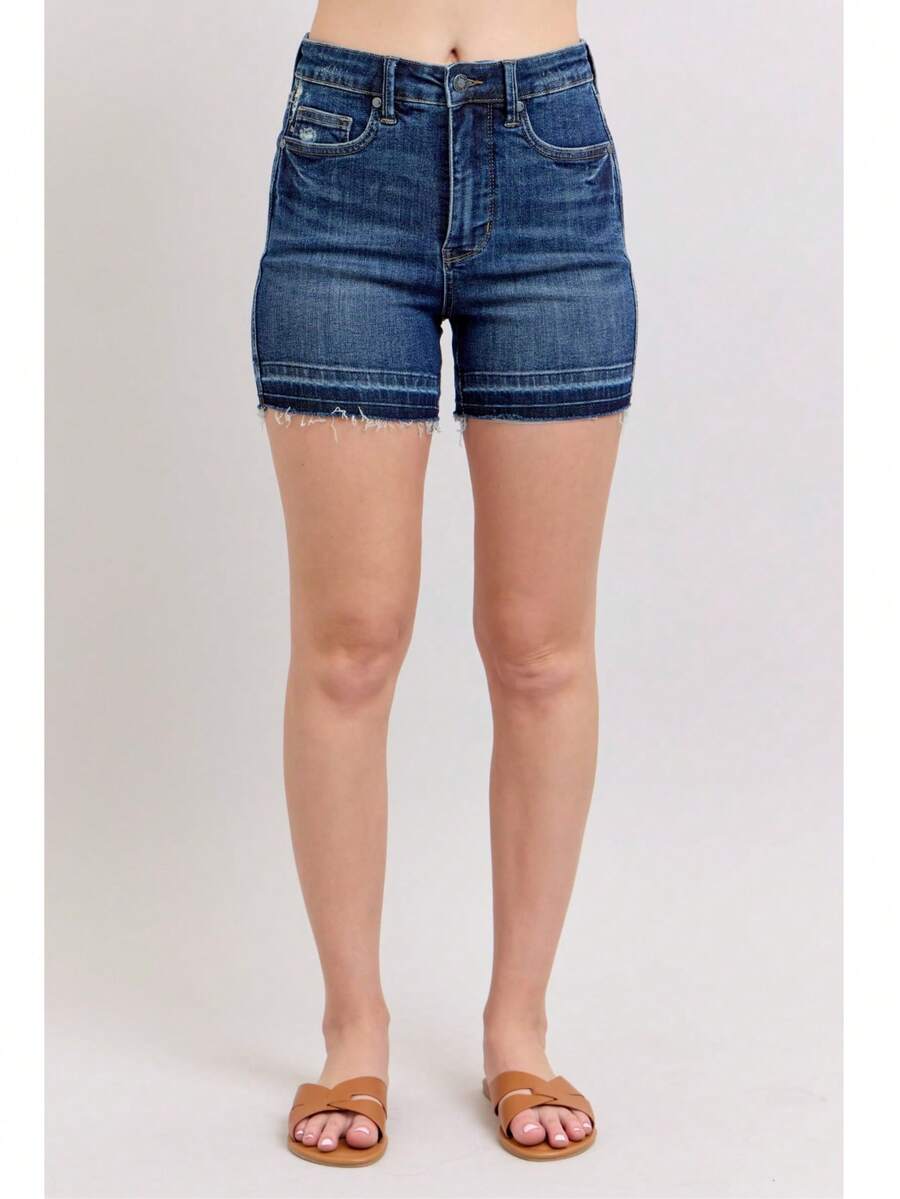 High Waist Tummy Control Destroy Release Hem Shorts