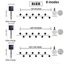 1 Set Solar Powered 100 LED String Lights, 600mAh Ni-MH Battery, Metal & Plastic, Multifunctional Holiday Lighting For Weddings, Birthdays, Anniversaries, Graduations, Mother's Day, Camping, Thanksgiving, Valentine's Day