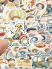 SCXXBSW 50pcs Cartoon Transportation Cartoon Graffiti Stickers Decorative Water Cups Notebook Luggage Waterproof Stickers - Multicolor - View 5