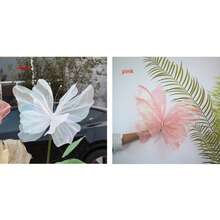 1 件大型 50 厘米逼真的三维丝绸幻彩蝴蝶 - 户外婚礼拍摄和窗户婚礼装饰的完美装饰品，鲜艳的色彩，奢华的丝绸材质（不含支撑杆），情人节，礼物 - 彩色 - 查看 23