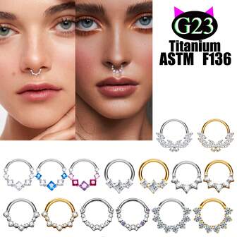 1pc Shiny Luxury! Multiple Zirconia Cool Link Design Unisex Nose Ring Earring, Fashionable Casual Eye-Catching Piercing Jewelry!
