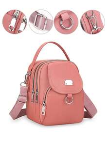 Women's Fashion Oxford Cloth Crossbody Bag, Solid Color Casual Shoulder Messenger Bag, Zipper Closure, Polyester Lining, Versatile Daily Accessory, Underarm Bag, Backpack, Large Capacity - Multicolor - View 10