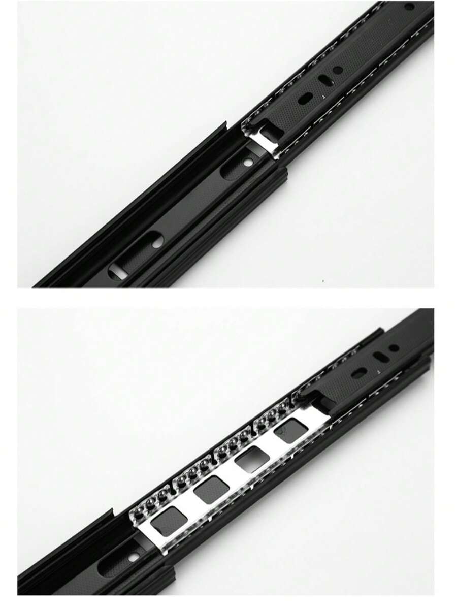 2 Pairs 3-Section Drawer Slide Rails, Thick Quiet Steel Ball Bearing Tracks, Smooth Full Extension. Overload & Thicker Design Ensures Excellent Durability. Anti-Slip Texture, Random Hole Direction & Quantity. - Black - View 1
