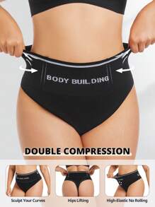 FLARIXA 3Pcs Plus Size Seamless High Waist Thong Women Shapewear Bottom Tummy Control Belly Shaping Panties Body Building Underwear Double Waistband No Rolling Thongs