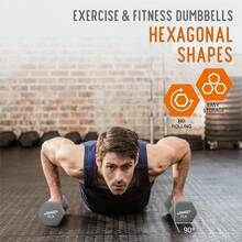 Set 6 Mancuernas Fitness de Neopreno Hexagonales (2LB, 3LB, 5LB), con Base Incluida, Pesas para Gimnasio en Casa, Mancuernas Hexagonales de Neopreno para Entrenamiento - Multicolor - Ver 3