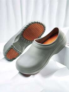 Non-Slip Chef Shoes, Lightweight Hotel Kitchen & Medical Work Shoes, Anti-Slip Clogs - Grey - View 1