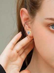 2pcs Minimalist Fashion 925 Sterling Silver 1ct Moissanite Yellow Gold Color Stud Earrings, Suitable For Women's Daily Wear, Party, Holiday, Valentine's Day, Mother's Day, Birthday, Wedding Anniversary, Jewelry Gift