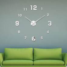 16 英寸/36 英寸/47 英寸现代设计大挂钟 3D/2D DIY 石英钟时尚手表亚克力镜面贴纸客厅家居装饰钟表镜面数字贴纸适用于客厅办公室装饰礼物 - 銀色 - 查看 6