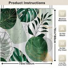 1pc Sage Printed Waterproof Machine Washable Shower Curtain, Home Decor Bathroom Decor Summer - C - View 5