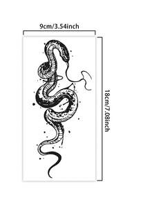 1Pc Snake Temporary Tattoos Semi Permanent Tattoo Waterproof Sweatproof Last For 1-2 Weeks Realistic Herbal Juice Anti-Friction Non-Reflective Faux Black Fake Tattoos For Woman And Men Tattoo Stickers For Arm, Chest, Leg, Abdomen, Waist, Finger, Neck Modernist Body Art