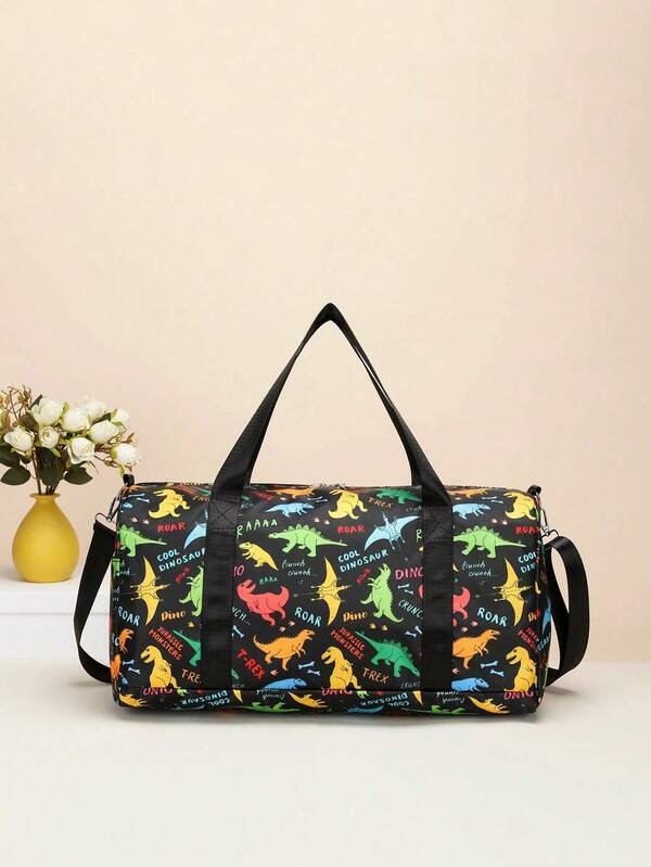1pc Cartoon Pattern Casual Travel Bag, Large Capacity Yoga Swim Gym Sports Tote Bag With Dry/Wet Separation