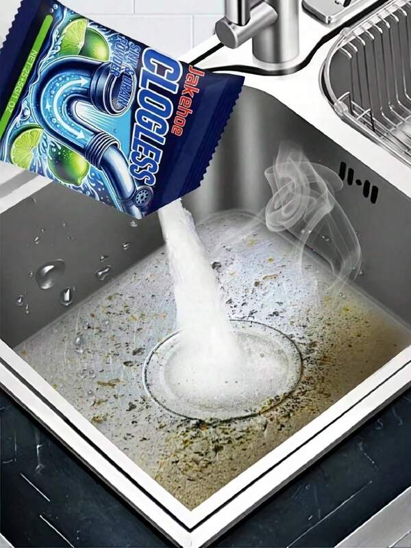 1/5/10 piezas Polvo desbloqueador de tuberías de drenaje, Polvo de limpieza para desatascar tuberías de alcantarillado, inodoro, cocina, Agente de limpieza rápida para fregadero de cocina, drenaje de baño y bloqueo de tanque séptico, Adecuado para hogares y restaurantes