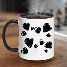 Black And White Creative Love Pattern Mug, Material: Porcelain Back To School