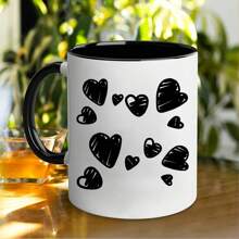 Black And White Creative Love Pattern Mug, Material: Porcelain Back To School