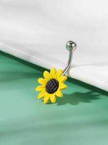 不锈钢锆石蛋白石肚脐环 14G，螺纹钻石诞生石身体穿孔首饰 女士 - 彩色 - 查看 5