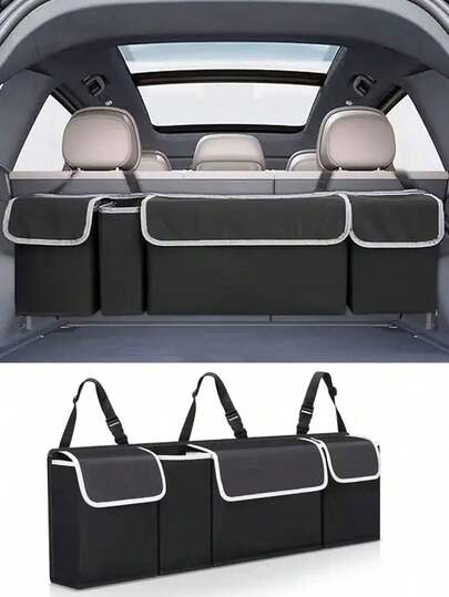 Car Trunk Storage Organizer Net, SUV Cargo Area Rear Seat Back Hanging Storage Mesh Bag Summer Storage Organizer Gift