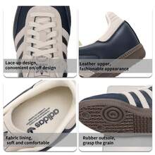 Adidas Giày sneaker casual cổ thấp unisex SAMBA OG nhẹ thoải mái, phù hợp mặc hàng ngày, thể thao ngoài trời và giải trí, JI3217 - Mực Aurora màu xanh/trắng sữa/vàng nhựa - Xem 4