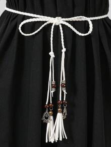 1 chiếc thắt lưng tua rua màu trơn cho nữ, dây thắt lưng trang trí tháp thời trang cho váy mùa thu, mùa đông, Halloween - thắt lưng - Xem 2