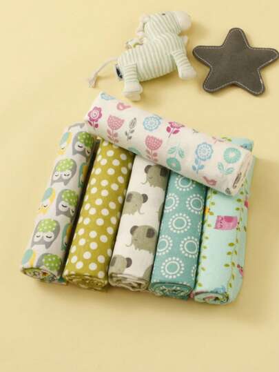 6pcs/Set Baby Swaddle Blanket With Star And Car Print, Soft Flannel