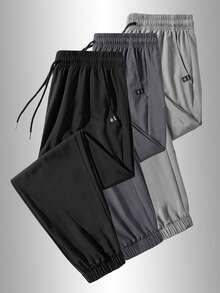 1 Pair Of Men's Summer Outdoor Casual Long Pants, Quick-Drying, Breathable And Lightweight, Versatile And Fashionable, Suitable For Any Occasion. - 黑色 - 查看 1