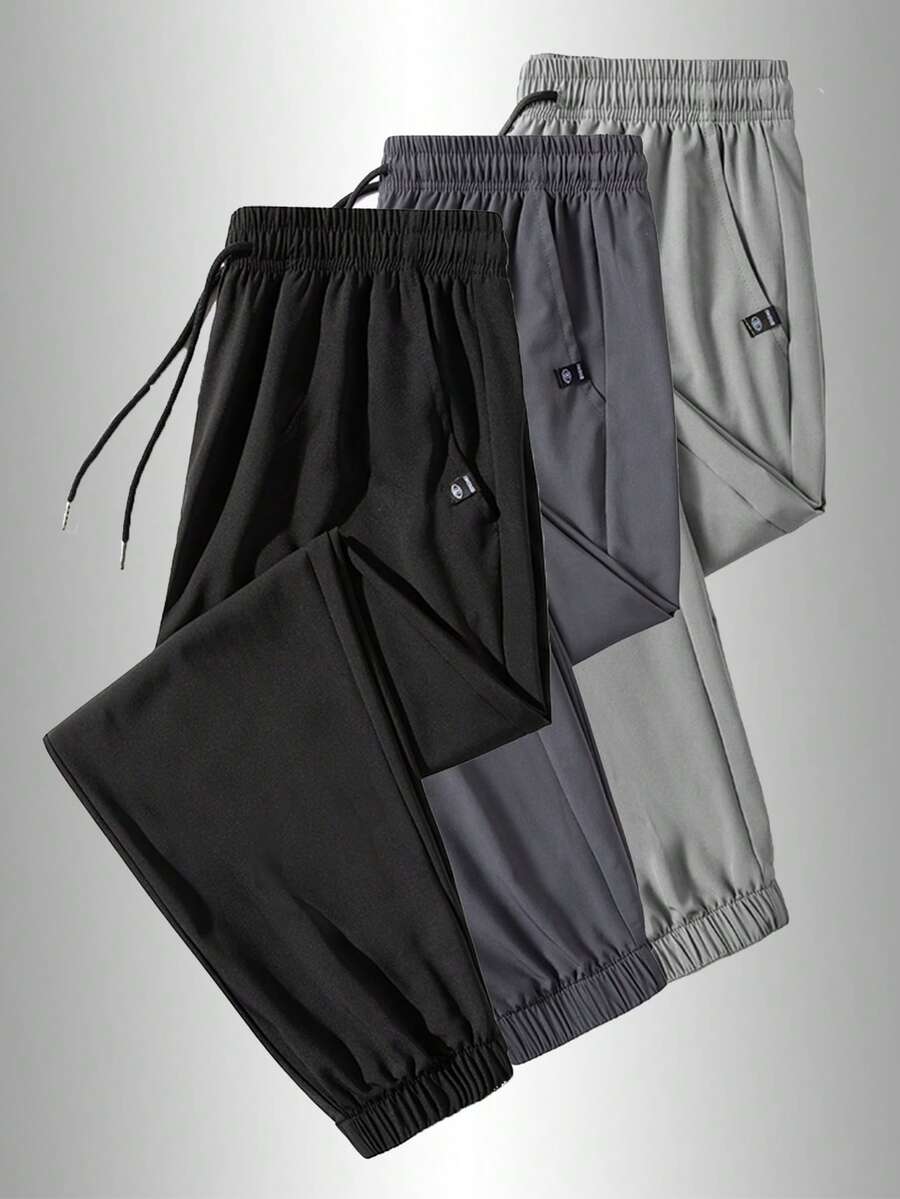 1 Pair Of Men's Summer Outdoor Casual Long Pants, Quick-Drying, Breathable And Lightweight, Versatile And Fashionable, Suitable For Any Occasion. - 黑色 - 查看 1
