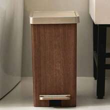 Cestino dei rifiuti con pedale 12L/16L, bidone della spazzatura di alta gamma con finitura in legno, con doppio scomparto e coperchio, impermeabile, per uso domestico, salotto, bagno, toilette, per l'organizzazione della cucina