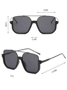 Fashionable Casual Oversized Double Bridge Clear Lens Glasses
