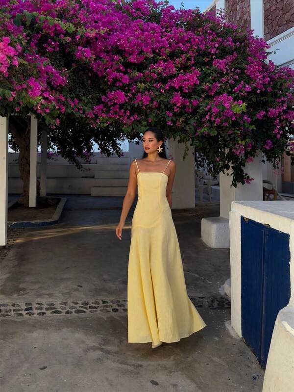 Vestido ajustado elegante y romántico con bajo de retazos tipo puesta de sol para cita