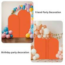Couverture d'arrière-plan voûté orange, 1,5 m, 1,8 m, 2 m, 2,2 m Accessoires en spandex pour couverture d'arche de mariage, tissu d'arrière-plan de dôme d'arche pour décoration de stand d'arche de mariage pour fête d'anniversaire (étagère non incluse, fond en tissu uniquement)