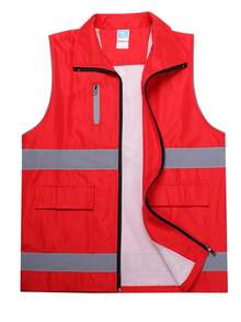 Customize Reflective Strip Vest, Upload Creative Pictures, Personalized Text, Birthday Gifts, Business, Workwear, Team - Red - View 3