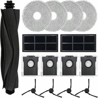 15pcs Dreame X40/X40 Pro/X40 Ultra/S30 Pro Ultra Robot Vacuum Cleaner Accessories Kit, Includes 1 Main Brush, 2 Filters, 4 Mops, 4 Dust Bags, 4 Side Brushes