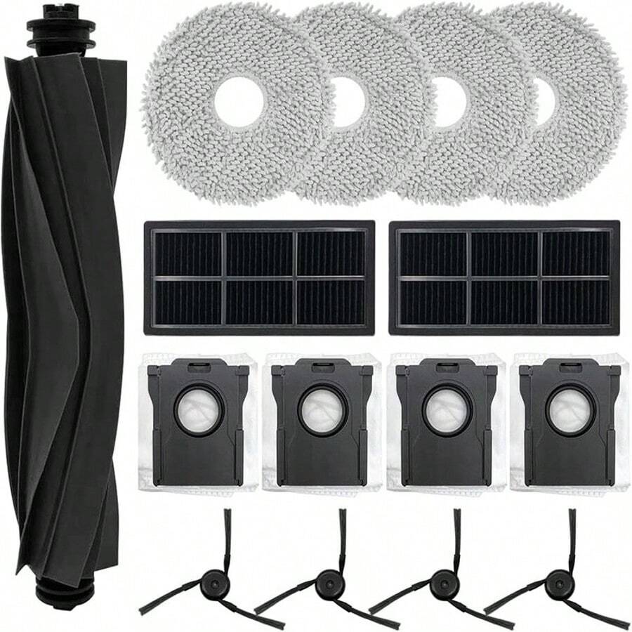 15件套Dreame X40/X40 Pro/X40 Ultra/S30 Pro Ultra机器人吸尘器配件套装，包含1个主刷、2个滤网、4个拖布、4个尘袋、4个边刷