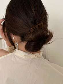 3条装女士缎面发圈，优雅复古高端时尚装饰发绳，多功能发圈，适合日常佩戴，可扎马尾、丸子头、编发，也可用于洗发、化妆等场合，是理想的配饰发圈，休闲头饰弹力发带，家居美发配件 - 彩色 - 查看 4