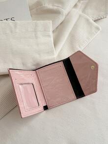 1pc Plain Color PU Leather Bifold Compact Wallet Fashionable For Women Suitable For Daily Use And Gift Wallet Mini Wallet Purse Wallet Small Wallet Wallet