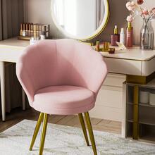 Silla de salón, silla de visitas, silla de concha, silla de tocador, respaldo floral, silla de terciopelo, silla de dormitorio, patas de metal
