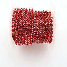 SS6-16, 2-4mm, 2 Yards/Pack, Crystal Rhinestone Chain, Champagne Gold Metal Base, Sewable & Glueable Cup Chain Decor, Sewing Glass Rhinestone Trim Ribbon, DIY Accessories, Suitable For Clothing, Crafts, Shoes, Bags, Mugs, Bottles, Cups, Phone Cases - Multicolor - View 16