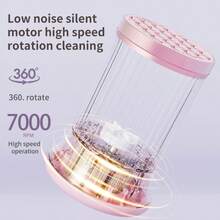 1 件 USB 可充电 500mAh 电动化妆刷清洁器，带橡胶化妆机，电动便携式快速清洁器清洁刷衣领刷 - 粉色 - 查看 3