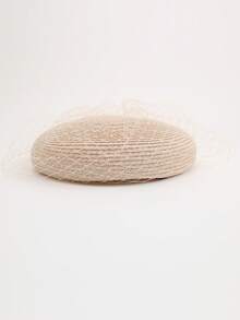 HIMESPORT 2026夏季香槟色草编头饰帽，带面纱 - 优雅的教堂婚礼新娘配饰、下午茶会头饰、新娘母亲珍珠装饰头饰 - A - 查看 5