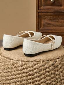 WHDXY 1 双女士尖头软皮平底鞋，百搭乐福鞋，一脚蹬芭蕾平底鞋，适合工作、通勤 - 杏色 - 查看 3