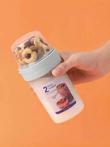 Tazas de desayuno, vasos para llevar, recipientes para cereales y leche con doble sellado, tazas de yogur portátiles con contenedores para cereales, avena o fruta, esencial para la oficina, la universidad, los viajes, los picnics, almacenamiento de alimentos hermético, ideal para bebés, mamás, estudiantes y trabajadores de oficina, suministros escolares de vuelta al cole