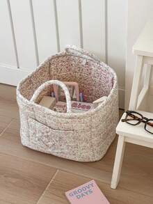 大号方形碎花柔软洗衣篮，乡村风格甜美收纳袋，多功能，适合日常家居使用，所有季节，女士卧室衣服收纳整理器衣柜整理和收纳袋，适用于学校用品学校用品 - 彩色 - 查看 11