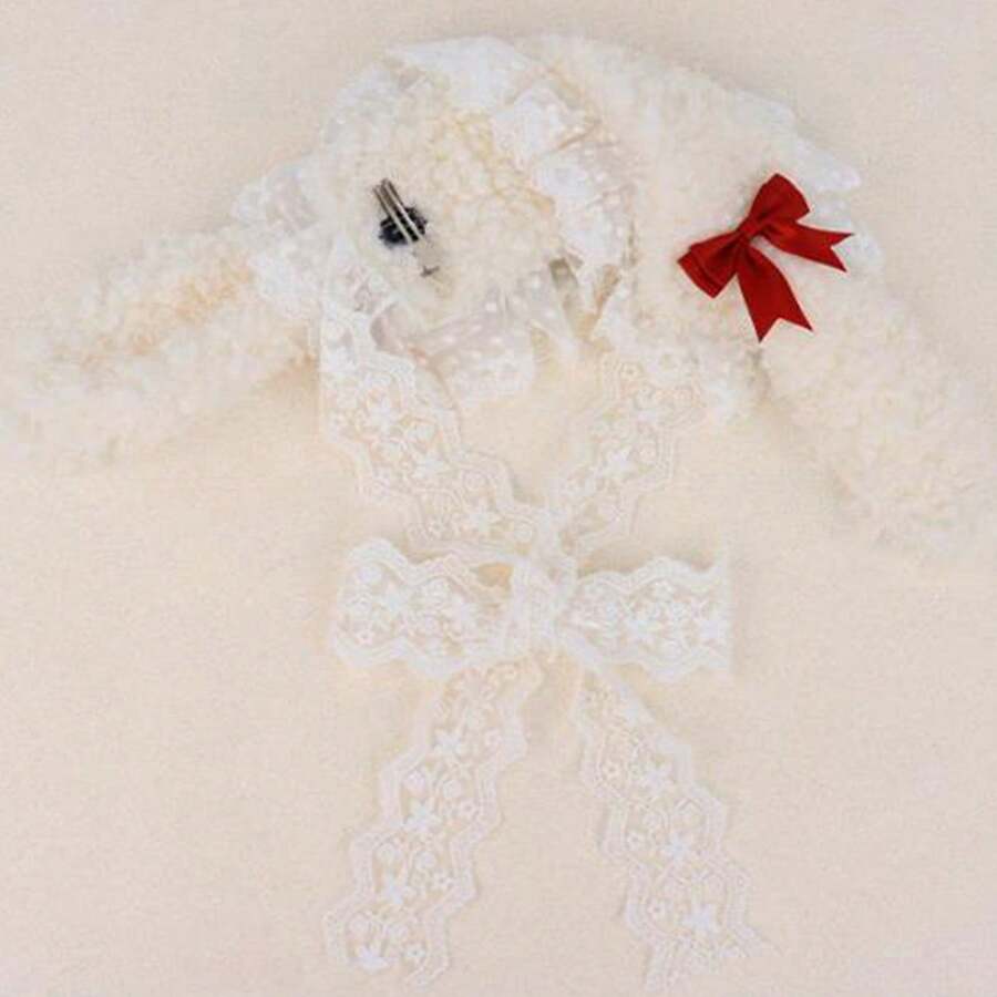 Cute Floppy Bunny Ears Tie Up Bows Lace Headbands For Women Costume Accessories Cosplay Props For Party Favors - 紅色 - 查看 1