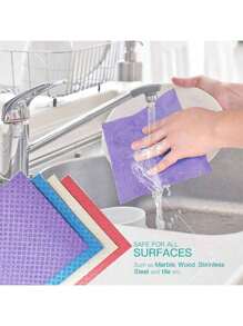 Reusable Towels Rags Non-Scratch Ultra-Absorbent Cellulose Sponge Cloths, Multipurpose Reusable Cleaning Wipes For Kitchen, Car, Windows & Dishes, Quick-Drying Dishcloths Hand Towel Auto