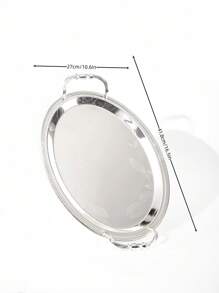 1pc,Or 2pcs,Luxury Leaf-Engraved Silver Tray - Electroplated Pure Iron Art Decor With Mirror Finish,Handcrafted Floral Metal Centerpiece For Dining Table/Wedding/Display Shelf | Nature-Inspired Luxury Home Accessories